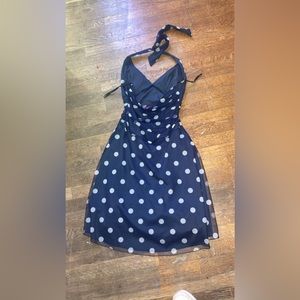 Back of dress shown first, Tie around the neck.